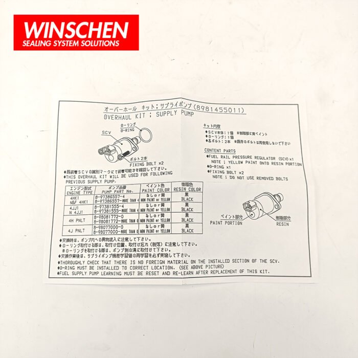 8-98145501-1 OVERHAUL KIT;SUPPLY PUMP 6