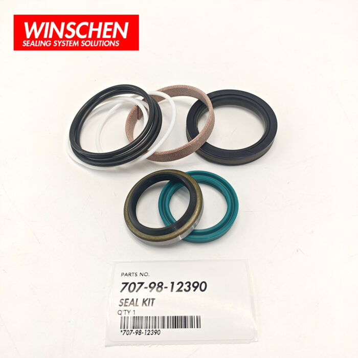 707-98-12390 CYLINDER SEAL KIT 3 707-98-12390 Komatsu Boom Cylinder Seal Kit seals close-up