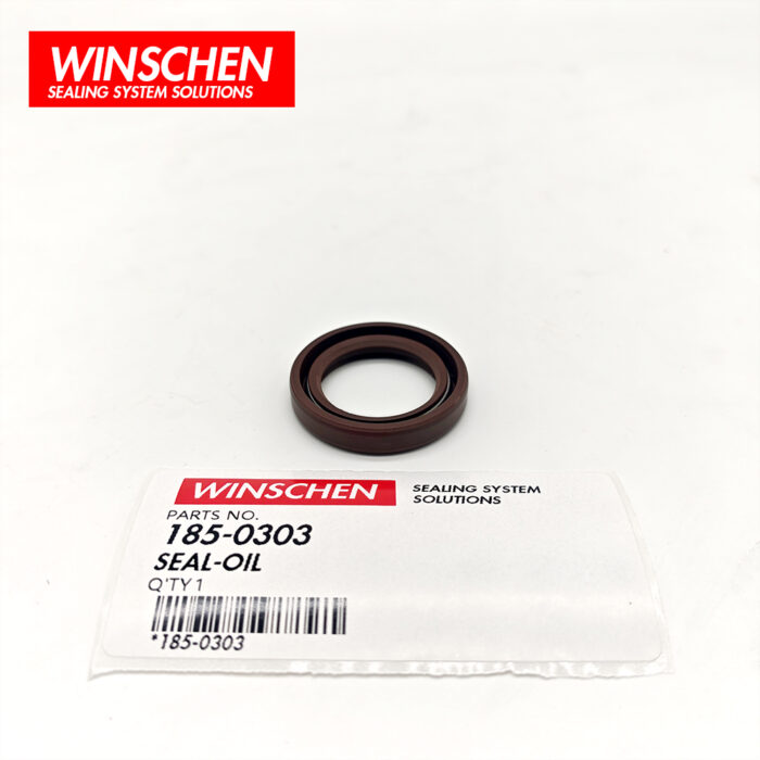 185-0303 OIL SEAL 4 WINSCHEN 185-0303 lip type oil seal for Caterpillar, angled reverse view showing inner lip