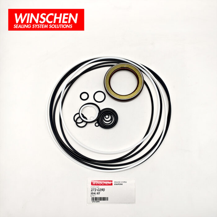 272-0290 TRAVEL MOTOR SEAL KIT 3 272-0290 travel motor seal kit, top view of black and white rings with lip seal